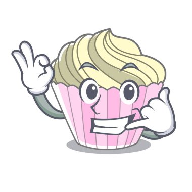 Beni maskot karikatür vektör çizim üzerinde nefis beze pasta ara