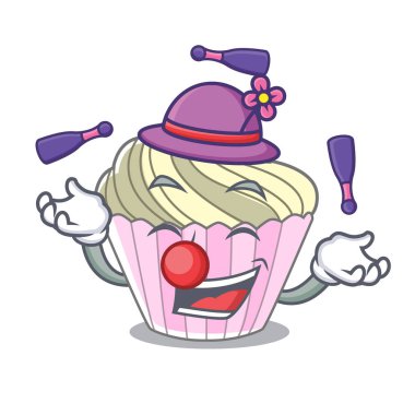 Nefis beze pasta maskot karikatür vektör çizim üzerinde hokkabazlık