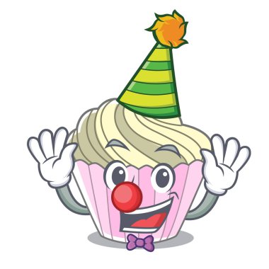 Palyaço nefis beze pasta maskot karikatür vektör çizim üzerinde