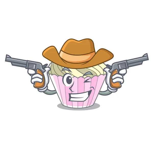 Cowboy Süteményt Habcsók Karakter Cartoon Vektoros Illusztráció — Stock Vector
