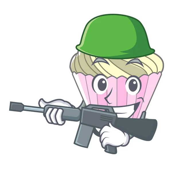 Army Cake Meringue Character Cartoon Vector Illustration — Stock Vector