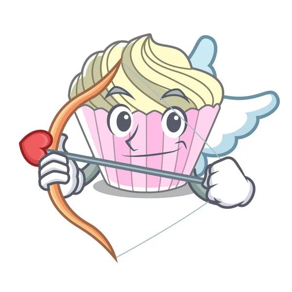 Aşk tanrısı kek beze ile karakter karikatür vektör çizim