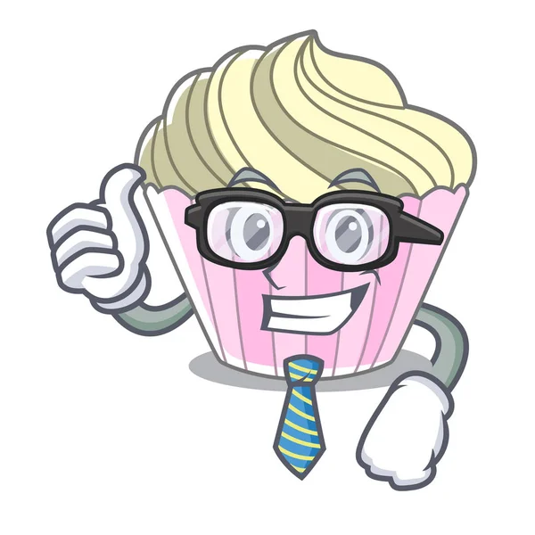 Businessman Homemade Meringue Cake Character Cartoon Vector Illustration — Stock Vector