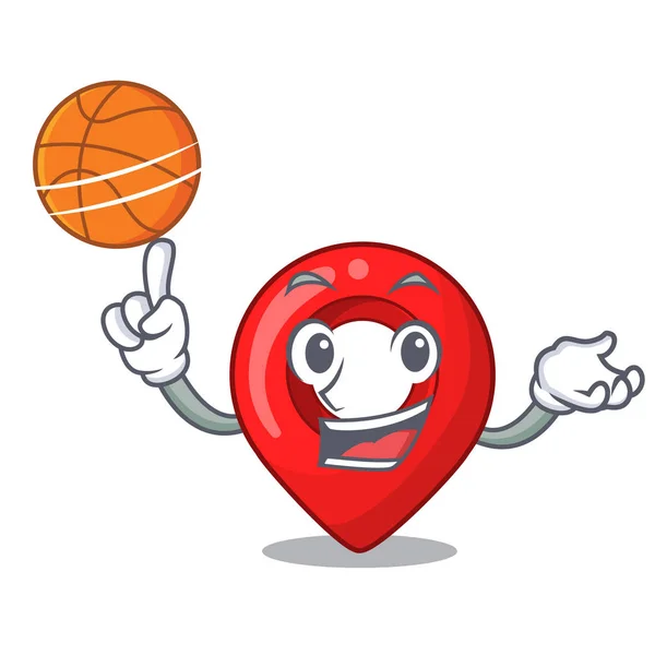 Con Pin Navegación Gps Baloncesto Ilustración Del Vector Dibujos Animados — Vector de stock