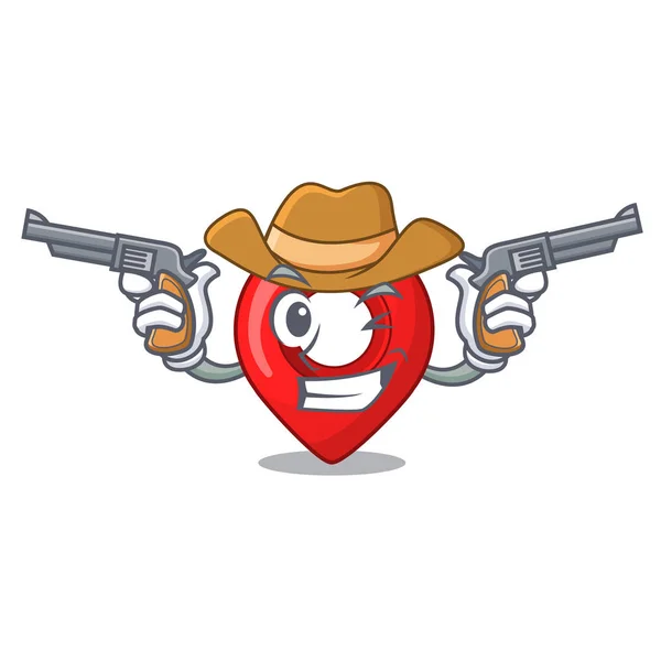 Cowboy Gps Navigation Pin Character Cartoon Vector Illustration — Stock Vector