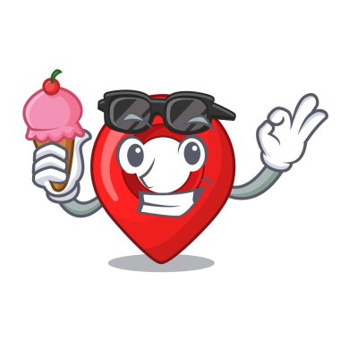 Dondurma gezinti PIN konumu harita karakter karikatür vektör çizim ile