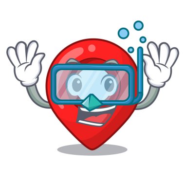 Dalış gezinti PIN konumu harita karakter karikatür vektör çizim