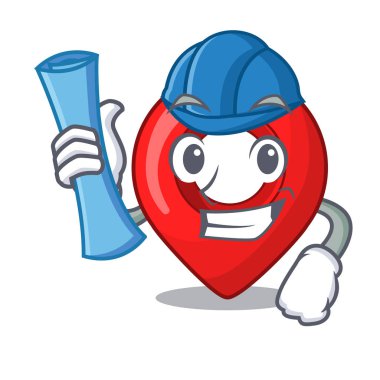 Mimar gezinti PIN konumu harita karakter karikatür vektör çizim