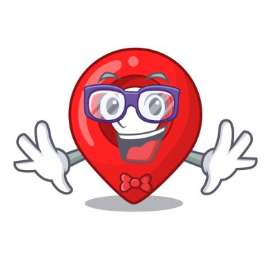 Geek gezinti PIN konumu harita karakter karikatür vektör çizim