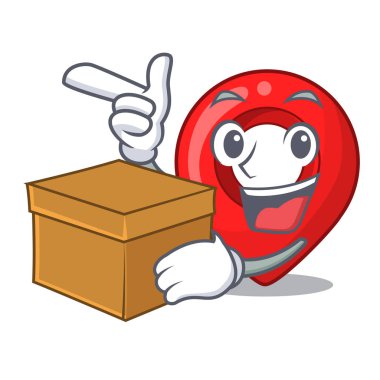 Kutusu Gezinti PIN konumu harita karakter karikatür vektör çizim ile