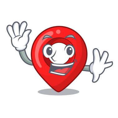 Gezinti PIN konumu harita karakter karikatür vektör çizim sallayarak