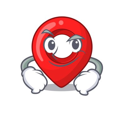 Smirking gezinti PIN konumu harita karakter karikatür vektör çizim