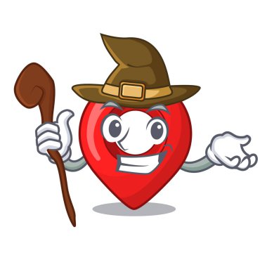 Cadı harita işaretçi gezinti PIN maskot karikatür vektör çizim