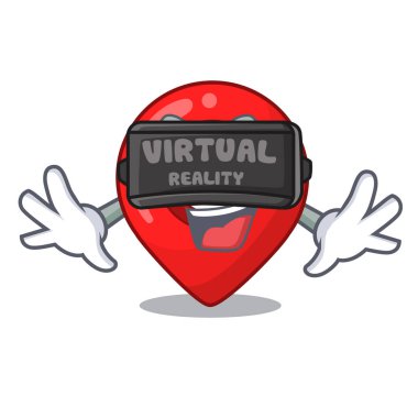 Sanal gerçeklik harita işaretçi gezinti PIN maskot karikatür vektör çizim