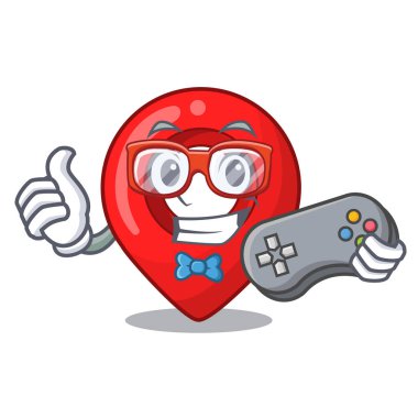 Oyun harita işaretçi gezinti PIN maskot karikatür vektör çizim