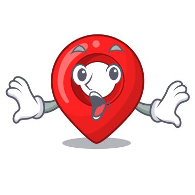 Sürpriz harita işaretçi gezinti PIN maskot karikatür vektör çizim