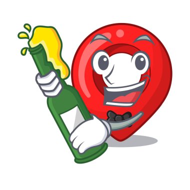Bira harita işaretleyici gezinti PIN maskot karikatür ile