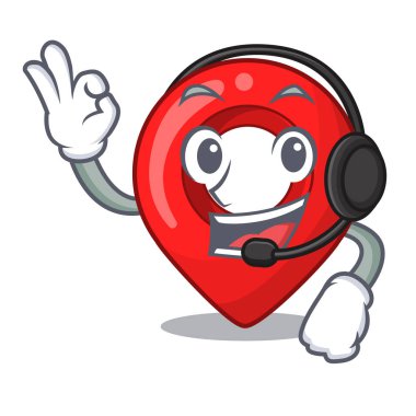 Kulaklık harita işaretleyici gezinti PIN maskot karikatür ile