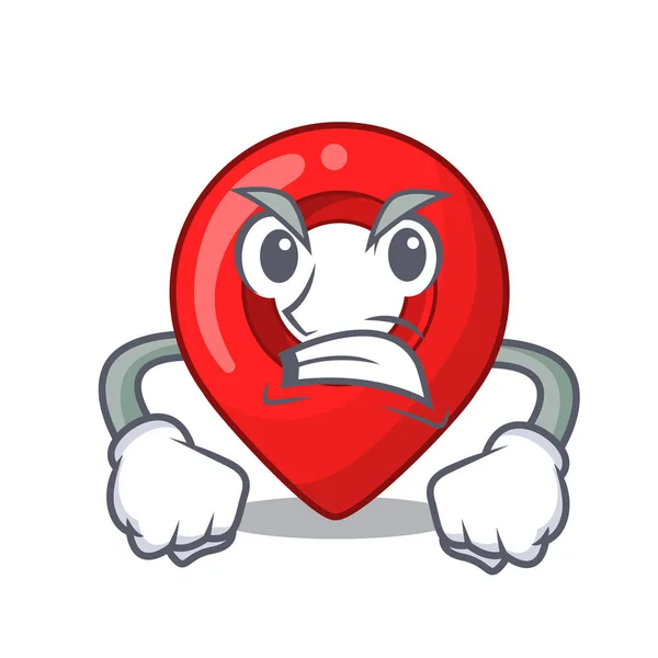 Angry Map Pointer Navigation Pin Mascot Cartoon Vector Illustration — Stock Vector