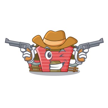 Kovboy karakter kırmızı ahır samanlık vektör çizim ile bina