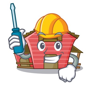 Maskot vektör illüstrasyon izole Otomotiv kırmızı depolama ahır