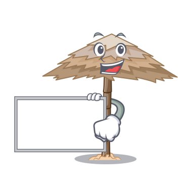 Yönetim Kurulu beach barınak binalar ile palm karikatür vektör çizim ile