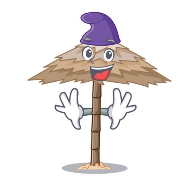 Elf beach barınak binalar palm karikatür ile illüstrasyon vektör