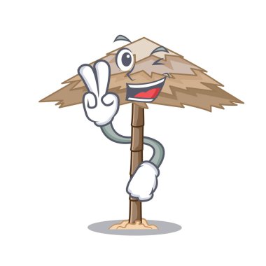 İki karakter tropikal kum plaj barınak resort vektör çizim parmak