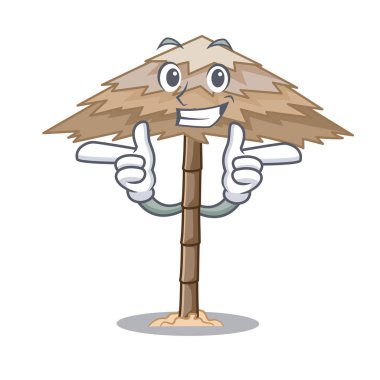 Wink karakter tropikal kum plaj barınak resort vektör çizim