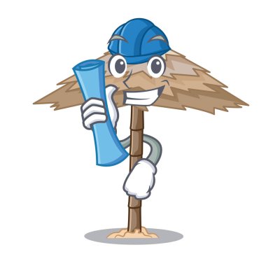 Mimar karakter tropikal kum plaj barınak resort vektör çizim