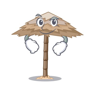 Smirking karakter tropikal kum plaj barınak resort vektör çizim