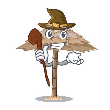 Cadı beach sığınak altında şemsiye karikatür vektör çizim