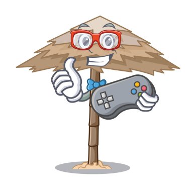 Oyun beach sığınak altında şemsiye karikatür vektör çizim