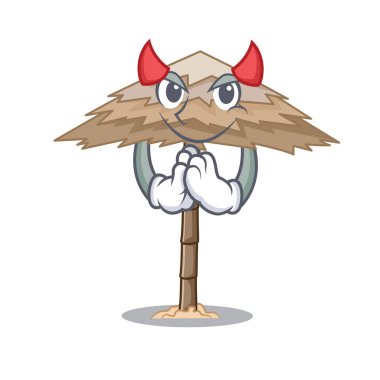 Şeytan beach sığınak altında şemsiye karikatür vektör çizim