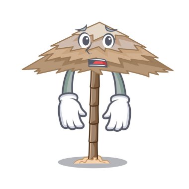 Korkarım beach sığınak altında şemsiye karikatür vektör çizim