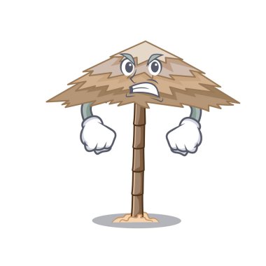 Kızgın beach sığınak altında şemsiye karikatür vektör çizim