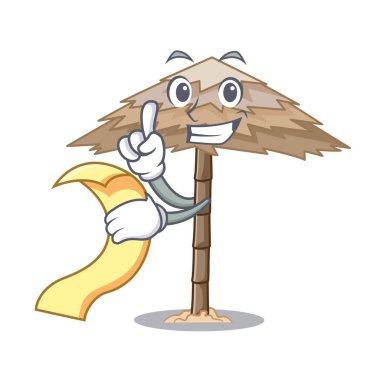 Şemsiye karikatür vektör çizim altında menü beach sığınak ile