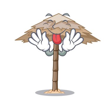 Güzel bir plaj barınak kum dilini karikatür vektör illüstrasyon izole