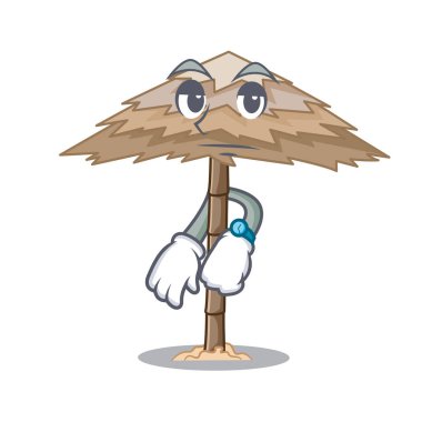 Güzel bir plaj barınak kum izole karikatür vektör çizim bekliyor