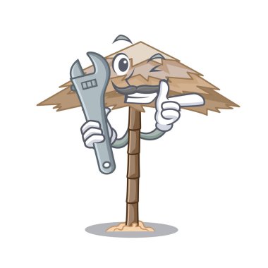 Mekanik güzel plaj barınak kum izole karikatür vektör çizim