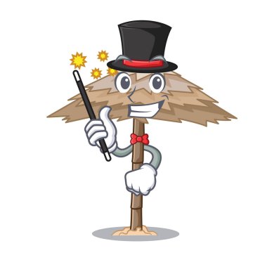 Sihirbaz güzel plaj barınak kum izole karikatür vektör çizim