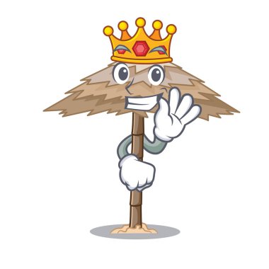 Kral güzel plaj barınak kum izole karikatür vektör çizim