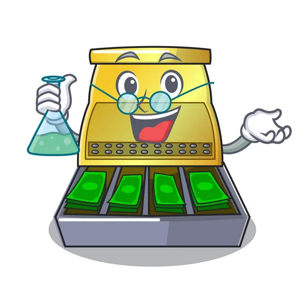 Profesör çizgi film vintage yazar kasa ön görünüm vektör çizim