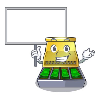 Yönetim Kurulu elektronik kasa bir karikatür vektör illüstrasyon izole getirmek