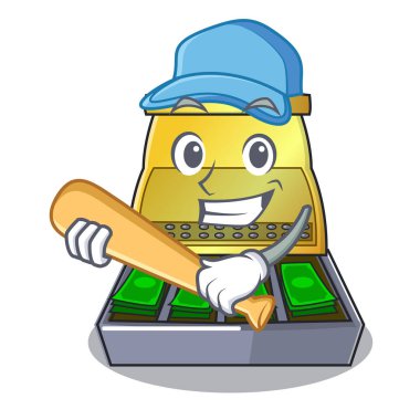 Beyzbol elektronik kasa bir karikatür vektör illüstrasyon izole çalmaya