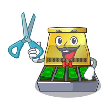 Kuaför elektronik kasa bir karikatür vektör illüstrasyon izole