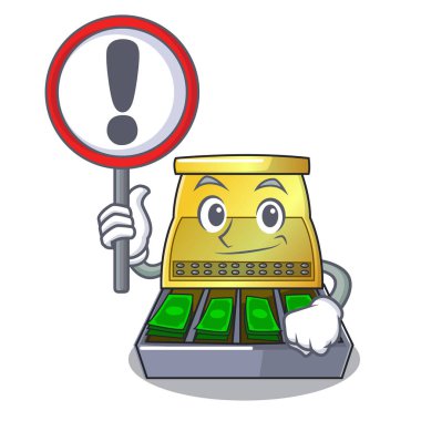 İşareti elektronik bir karikatür vektör illüstrasyon izole yazarkasa ile