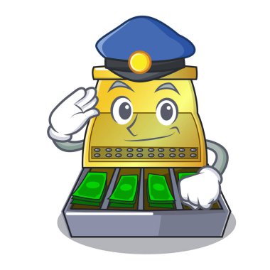 Polis elektronik kasa bir karikatür vektör illüstrasyon izole