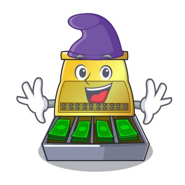 Elf elektronik kasa bir karikatür vektör illüstrasyon izole