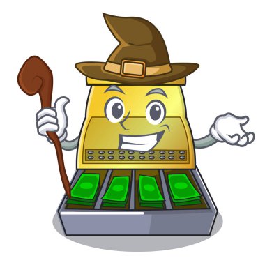 Cadı yazar kasa Lcd ekran çizgi film vektör çizim ile